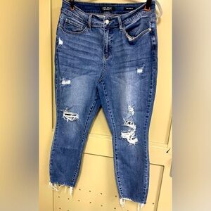 Judy Blues Distressed Raw Hem Relaxed Fit Jeans Size 14W